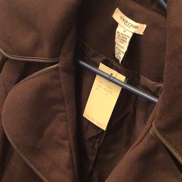 VERTIGO QUILTED WOOL DOUBLE BREASTED CHOCOLATE BROWN BRAND NEW COAT. BEAUTIFUL - Picture 14 of 16